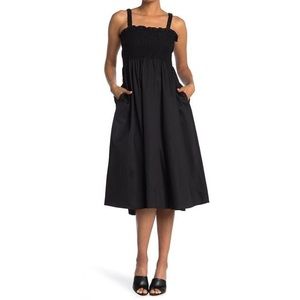 topshop women's black shirred poplin bodice pinafore dress